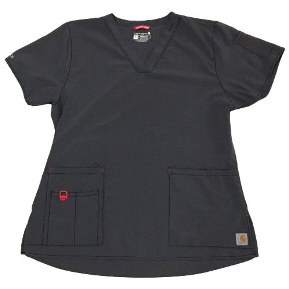 Women's Carhartt Pull Over Scrub Shirt Top V-Neck Modern Fit #C12110 Gray Size L - Picture 1 of 10